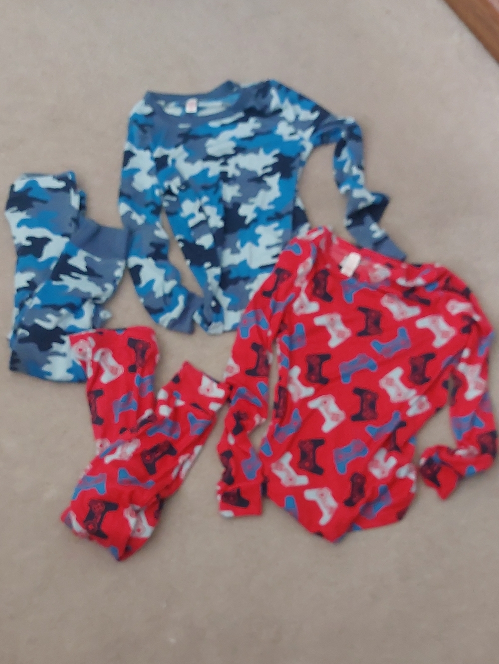 NWOT, Joe Fresh Kids Two-Piece Pajama Sets - Red & Blue Camo, 2 Sets